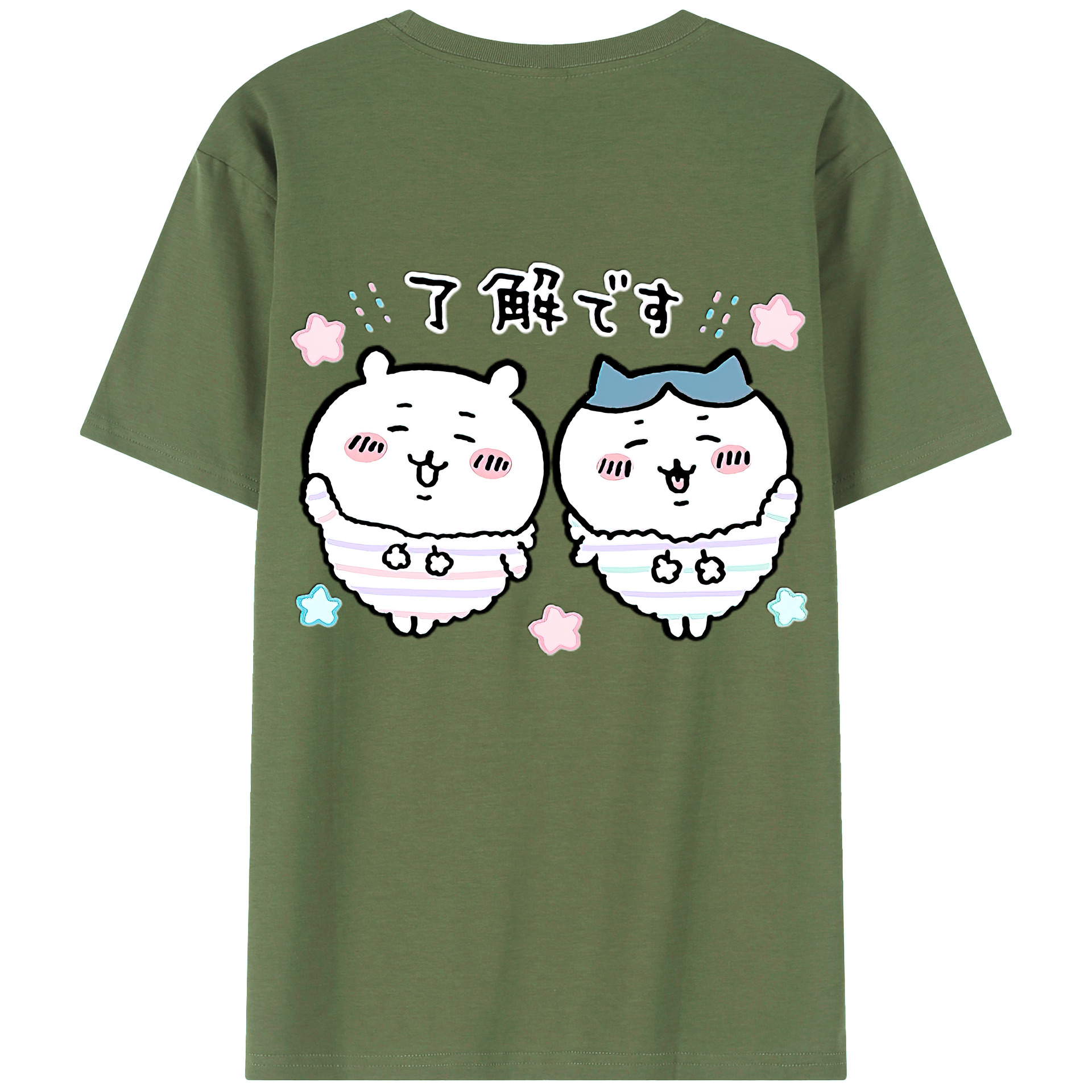 （画像用） ちいかわ ハチワレ Chii-kawa hachiware 綿100％ メンズ半袖Tシャツ（バックプリント） 通気性